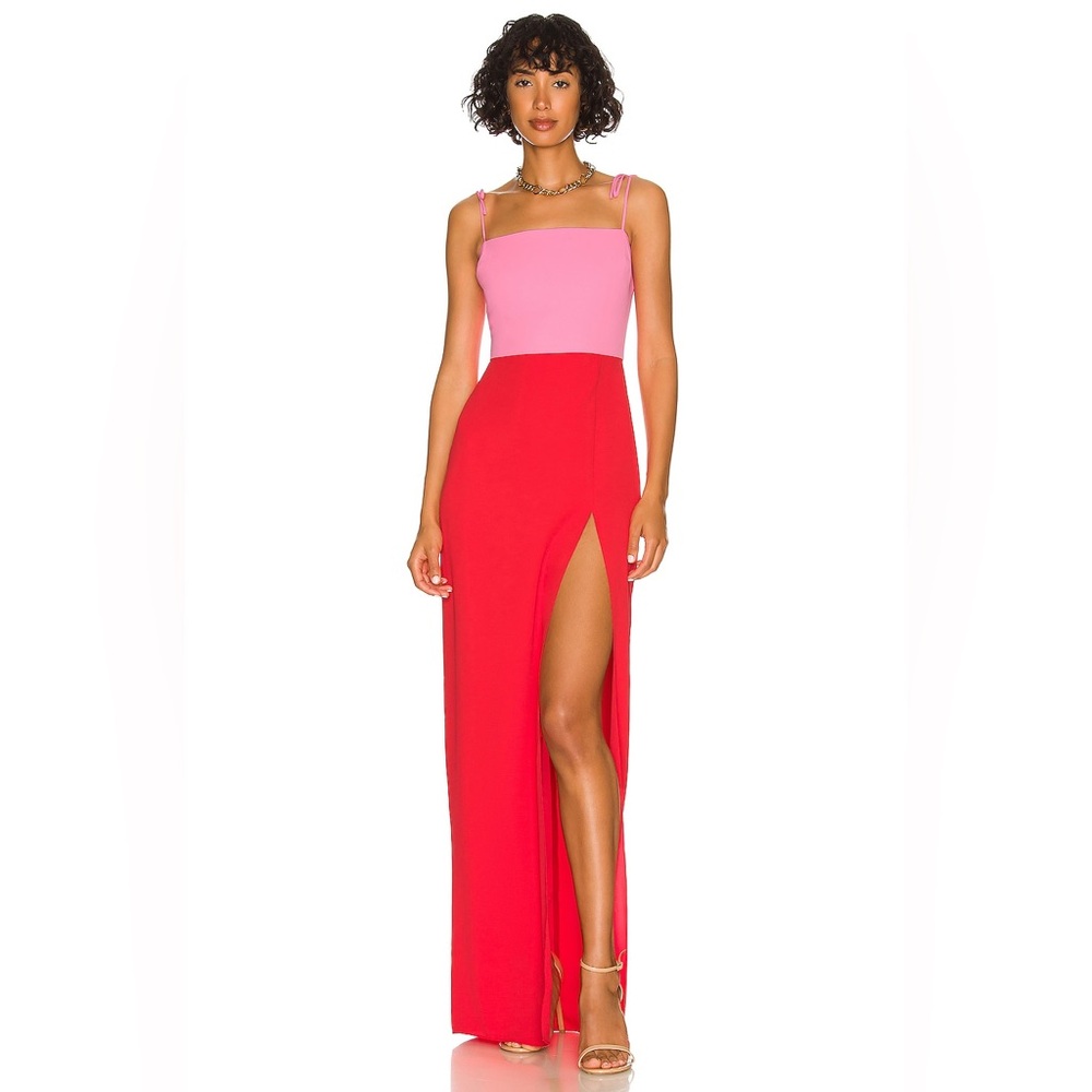 Amanda Uprichard X REVOLVE Avani Gown in Shocking Pink & Crimson
